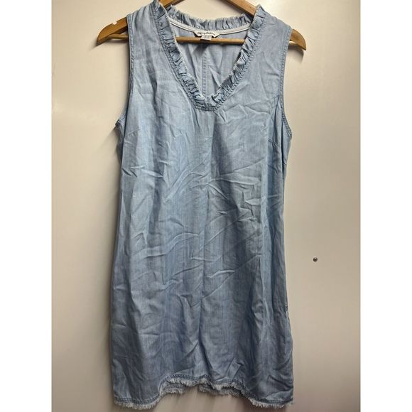 Tommy bahama Chambray Ruffle Dress Medium New Mini Dress Beach Sleeveless Womens - Picture 5 of 8